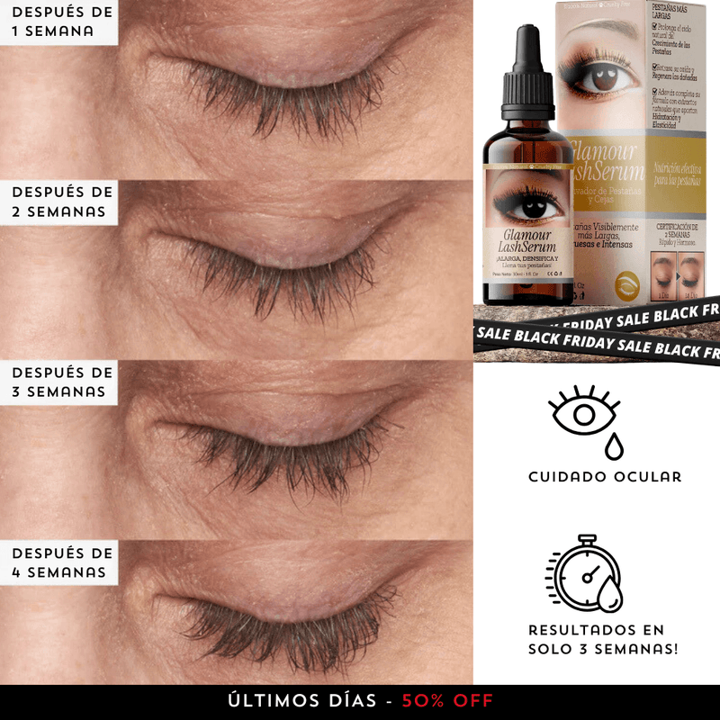 (COMPRA 1 Y LLÉVATE 2) Glamour Sérum - Tratamiento Intensivo para Pestañas y Cejas Más Largas y Voluminosas