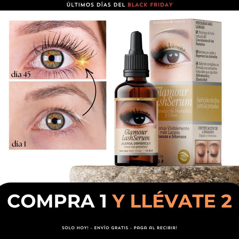 (COMPRA 1 Y LLÉVATE 2) Glamour Sérum - Tratamiento Intensivo para Pestañas y Cejas Más Largas y Voluminosas